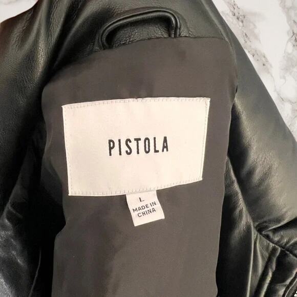 NWT - PISTOLA Women's Black Callista Quilted Faux Leather Jacket Size: L - Picture 7 of 8